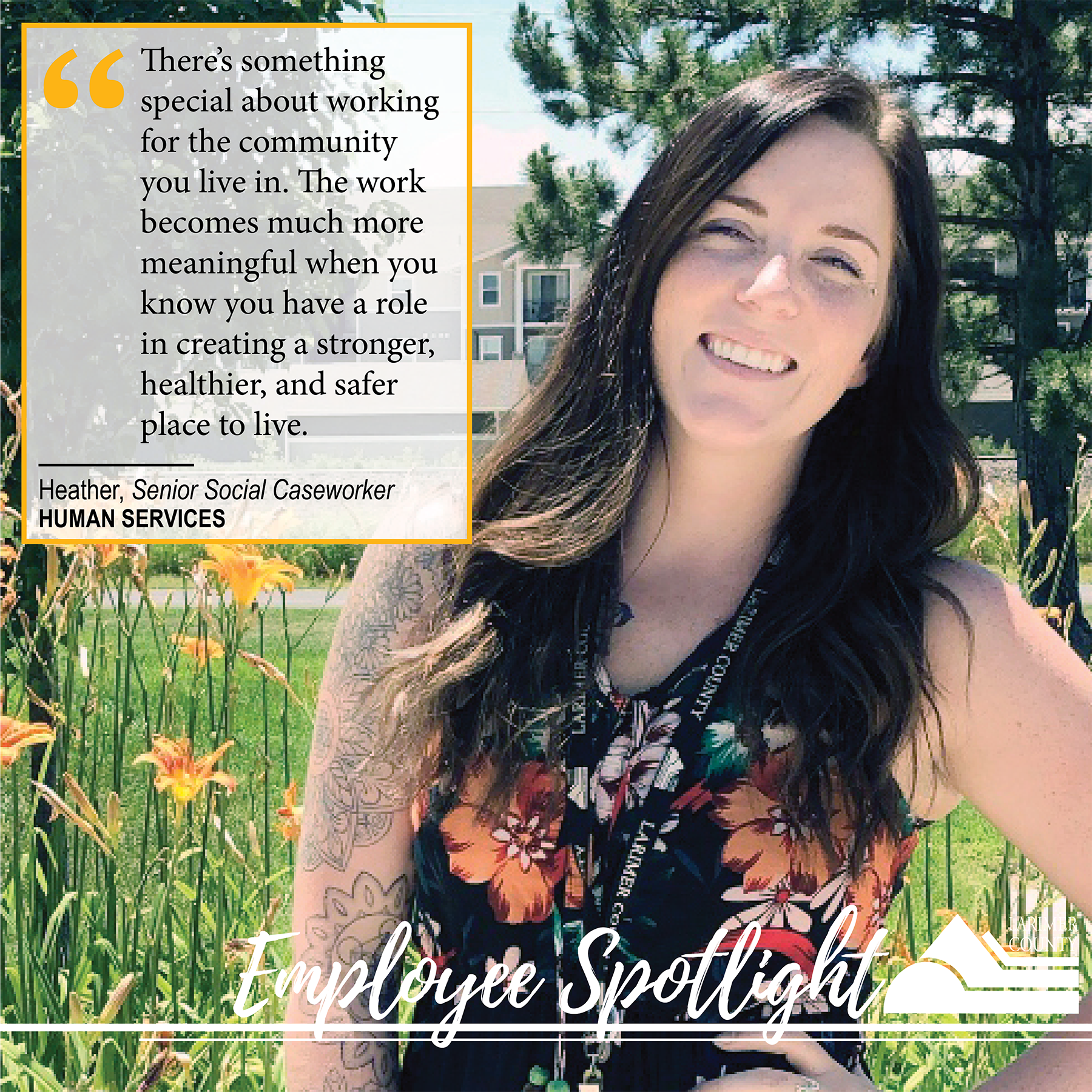 Image 7: "There's something special about working for the community you live in. The work becomes much more meaningful when you know you have a role in creating a stronger, healthier, and safer place to live."