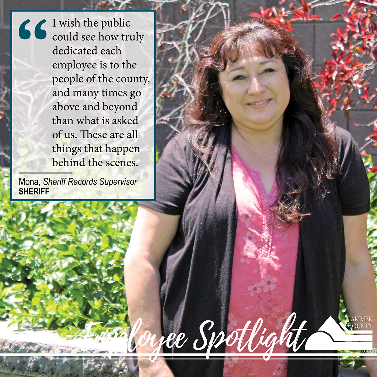 Image 20: "I wish the public could see how truly dedicated each employee is to the people of the county and many times go up and beyond. I hope they know we all really care about the needs of the people of Larimer County."