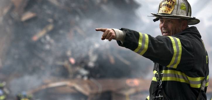 Firefighter pointing