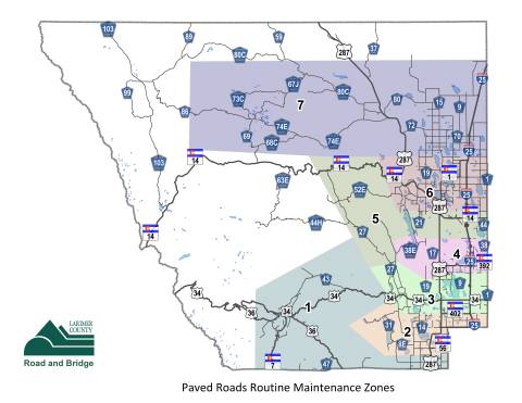 Larimer County Road Map Paved Roads | Larimer County
